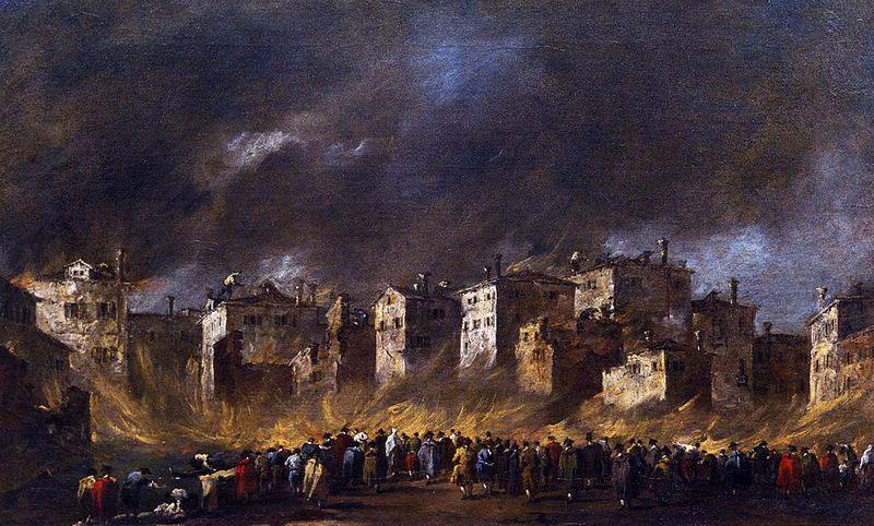 Francesco Guardi Fire in the San Marcuola Oil Depot oil painting picture